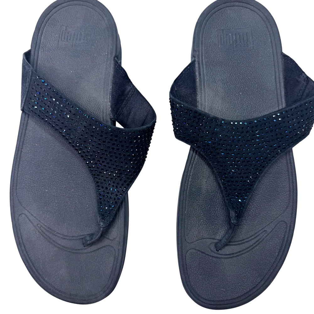 FitFlop Thong Sandals Women Size 11 Crystal Bling 301-097 Glam Comfort